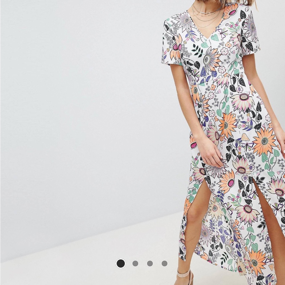 Vero Moda white floral maxi dress with slits